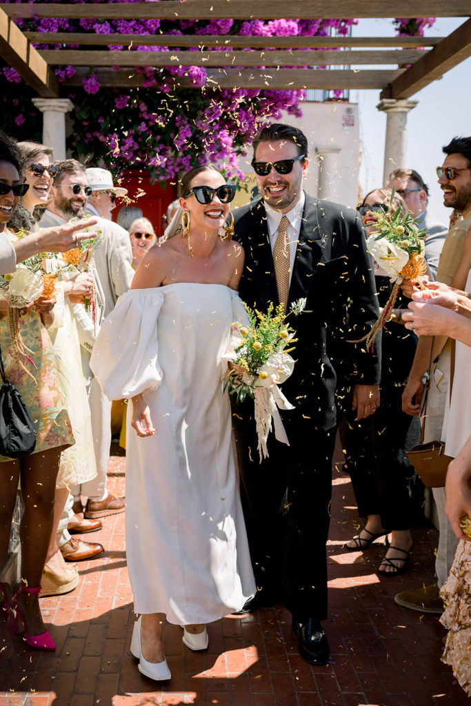 Confetti moment at the Lisbon wedding