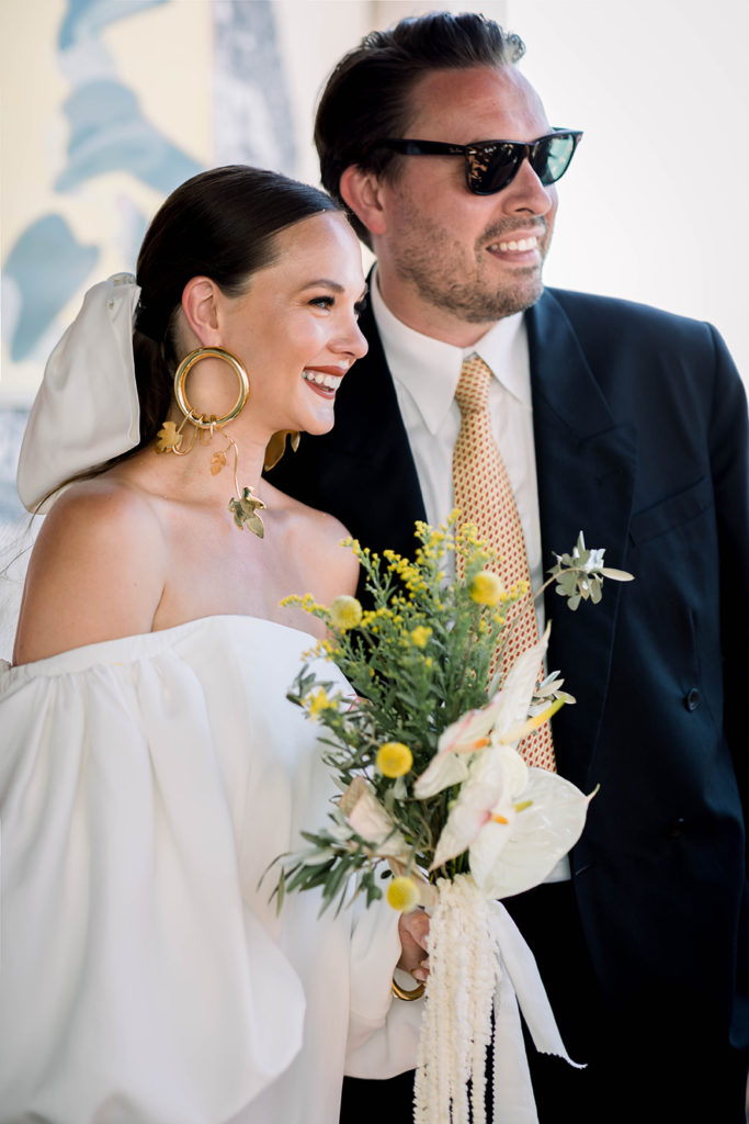 Portrait of bride and groom at their Lisbon wedding